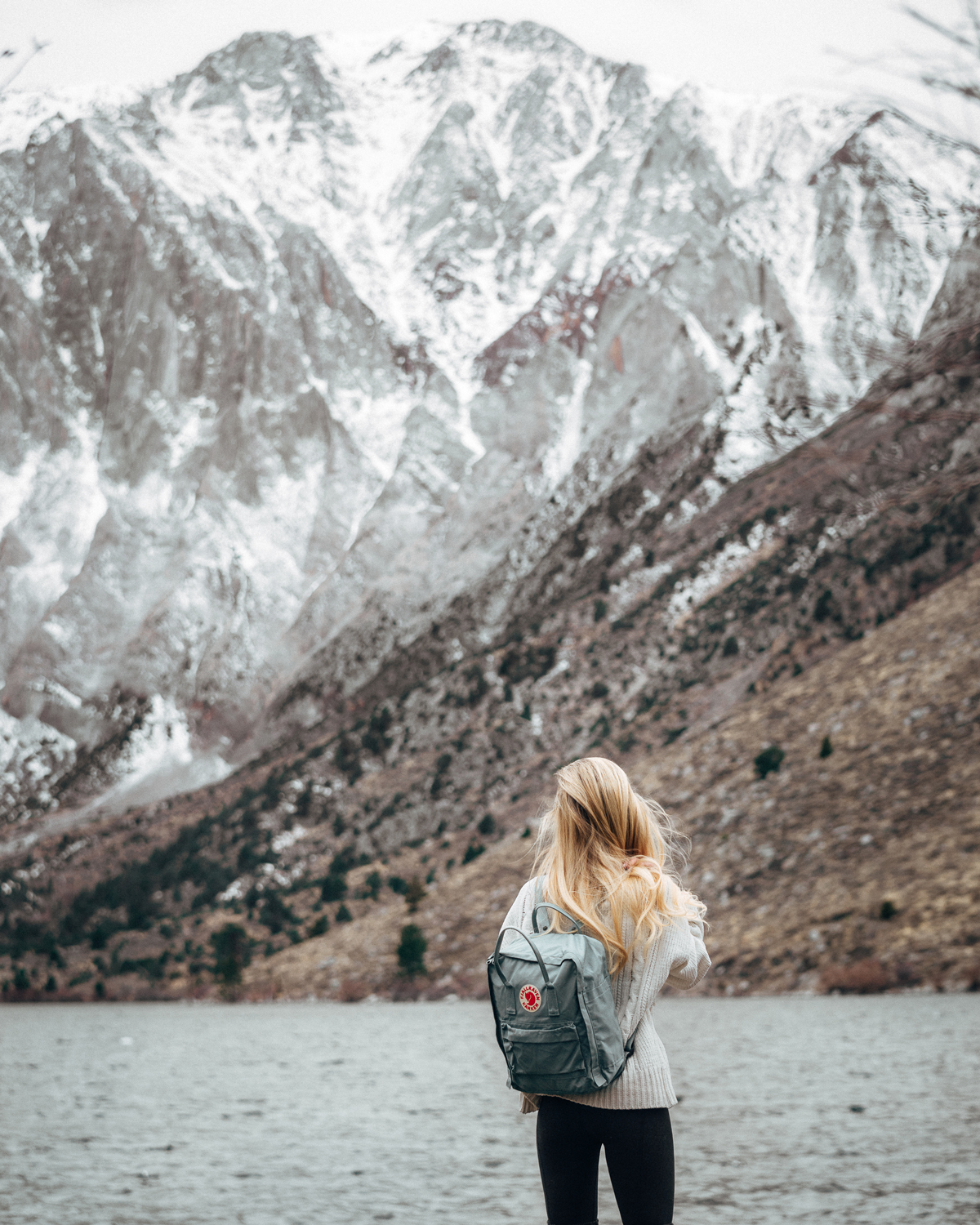 Girl at Convict Lake and Mount Morrison in Mammoth California