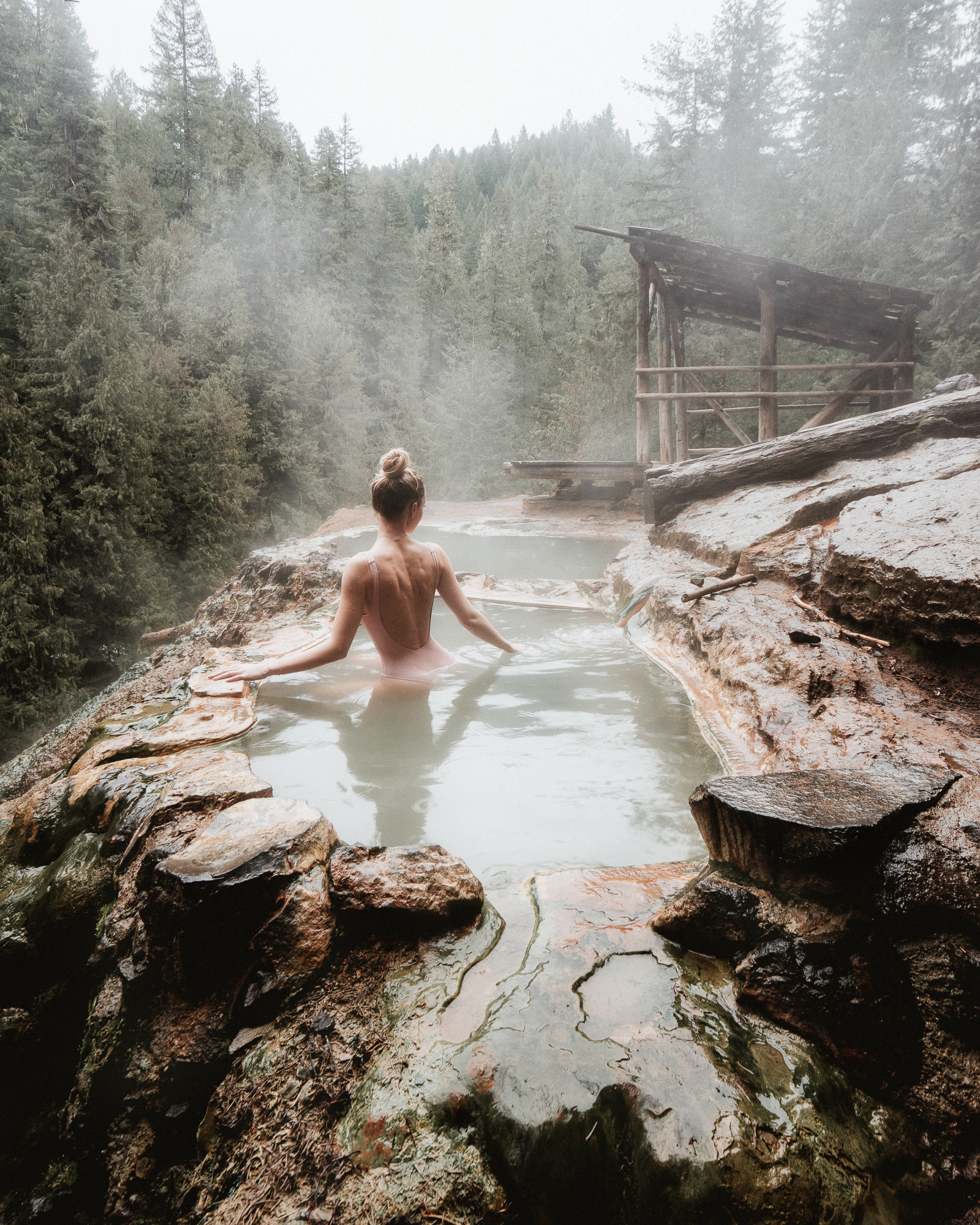 Girl in Umpqua Hot Springs in Oregon